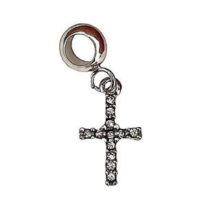 Silver Cross Rhinestone Charm